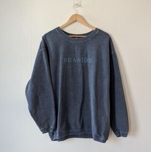 chika-d Blue Corded Sweatshirt The Seaside Style Size L Large 100% Cotton